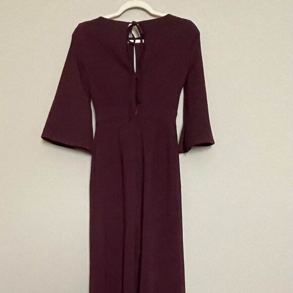 New York and Company, XXS Petite, Half Split Sleeve, Burgundy Jumpsuit - Picture 6 of 15